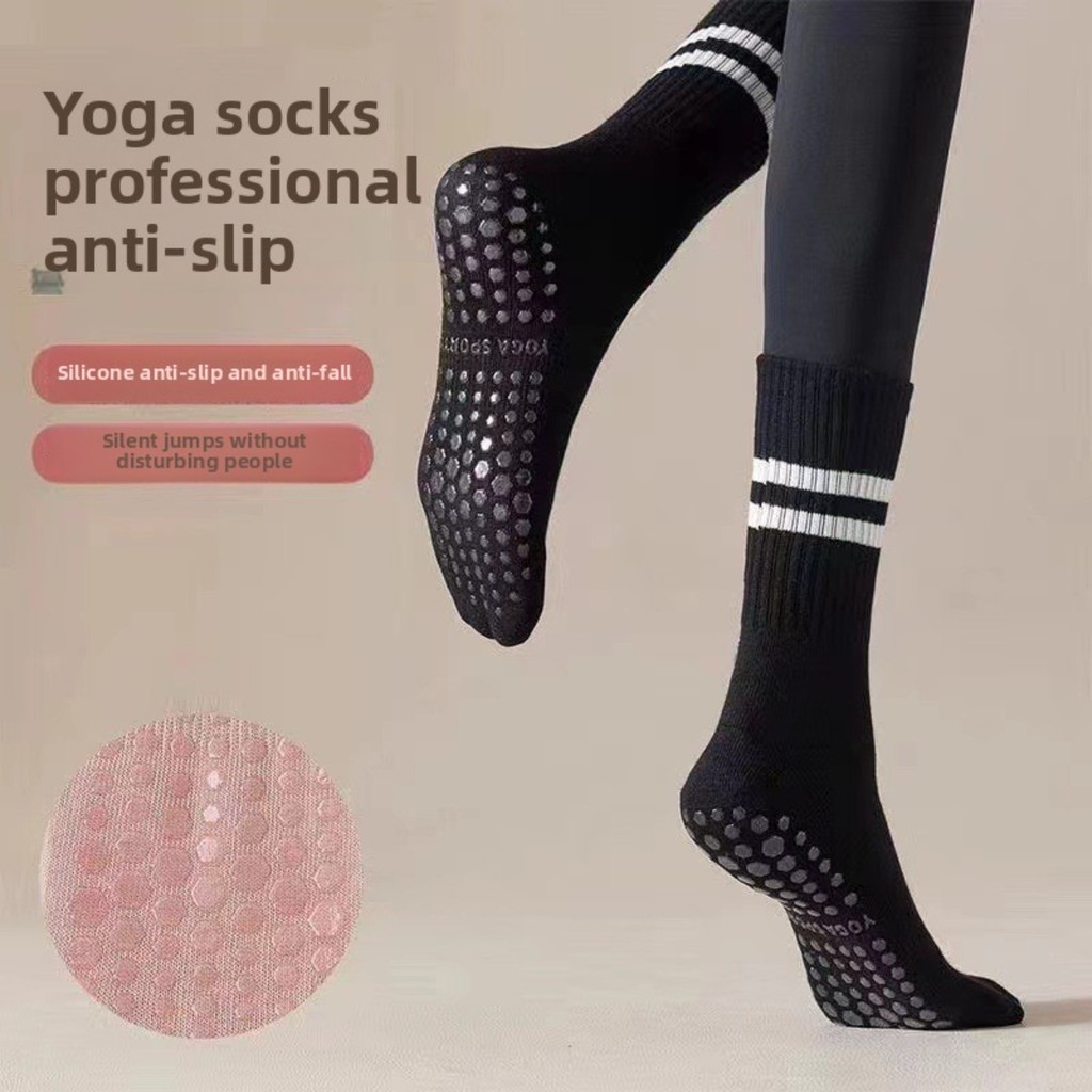 Pilates Professional Anti-Slip Five-Finger Mid-Tube Two-Bar Yoga Socks Anti-Slip Sports - รูปที่ 2