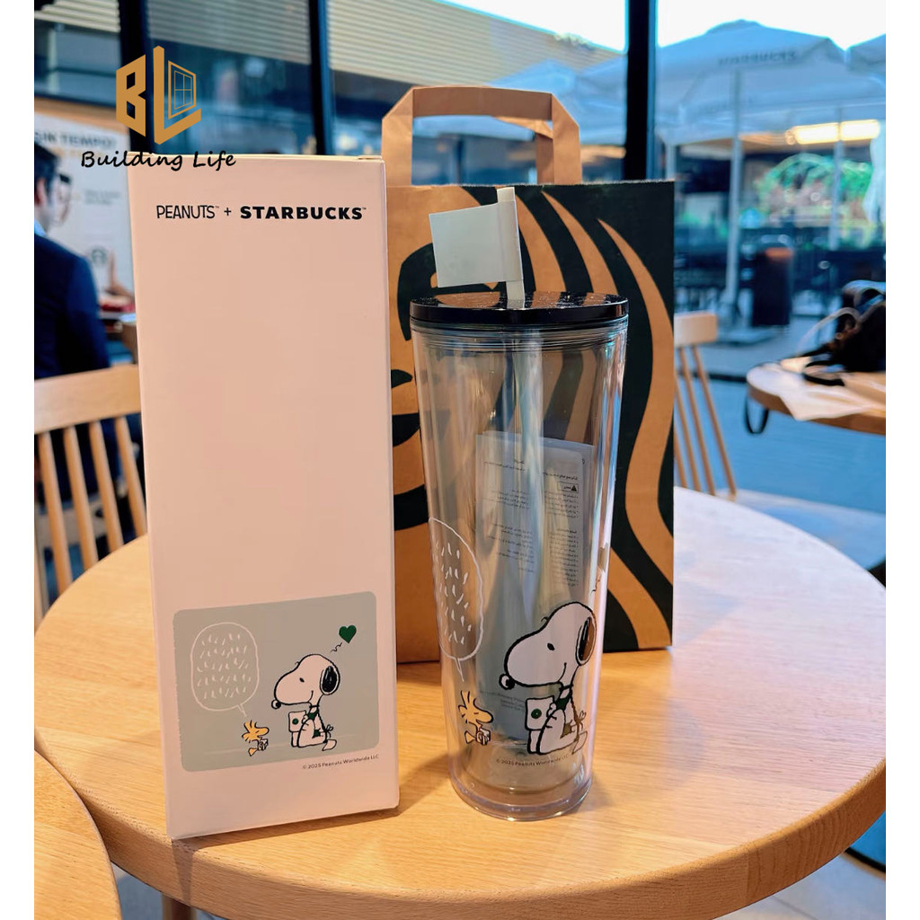Starbucks Cup 2025 Snoopy Snoopy ร่วมแบรนด์ Ins สไตล์น่ารักการ์ตูนอุปกรณ์ต่อพ่วงของขวัญถ้วยดื่ม 710ml