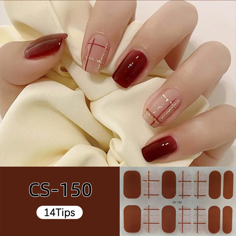 Ur SUGAR 14PCS สติ๊กเกอร์ติดเล็บแวววาวคลุมทั้งหมดห่อเล็บ Ar - รูปที่ 5