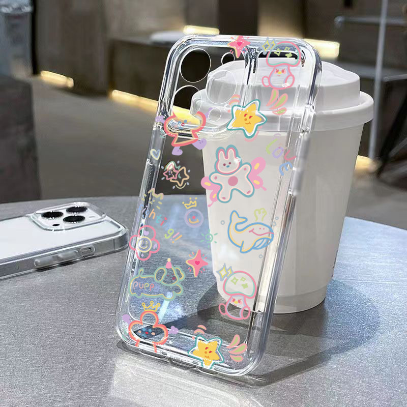 SAMSUNG เคสโทรศัพท์การ์ตูนสําหรับSamsung S23 FE S24 S25 S23 S22 Plus Ultra S24 FE S21 S20 FEสัตว์น่ารักสีGraffiti Cover