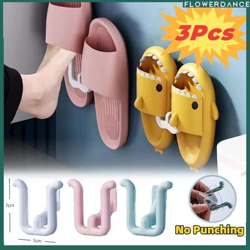 ราวแขวนรองเท้าแตะแบบมีกาวในตัว 1/3 ชิ้น ตะขอแขวนรองเท้าแตะแบบเรียบง่ายในห้องน้ำ ราวแขวนระบายน้ำในห้องน้ำ ตะขอเก็บของในห้องนอน ราวตากรองเท้า จัดส่งรวดเร็ว