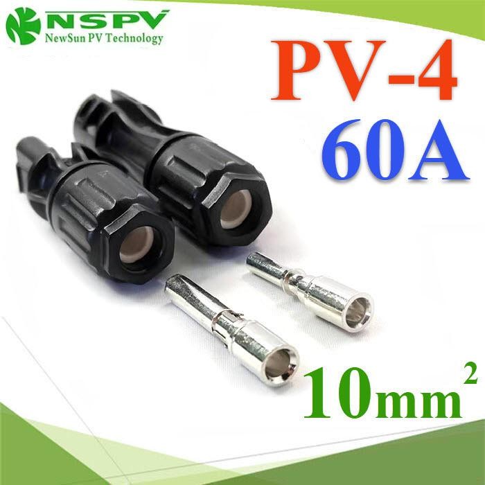 1500V 60A MC4 ข้อต่อสายไฟ PV-4 สำหรับสายไฟ ขนาดใหญ่ 10 Sq.mm กันน้ำ IP68 รุ่น PV4-Connect-60A