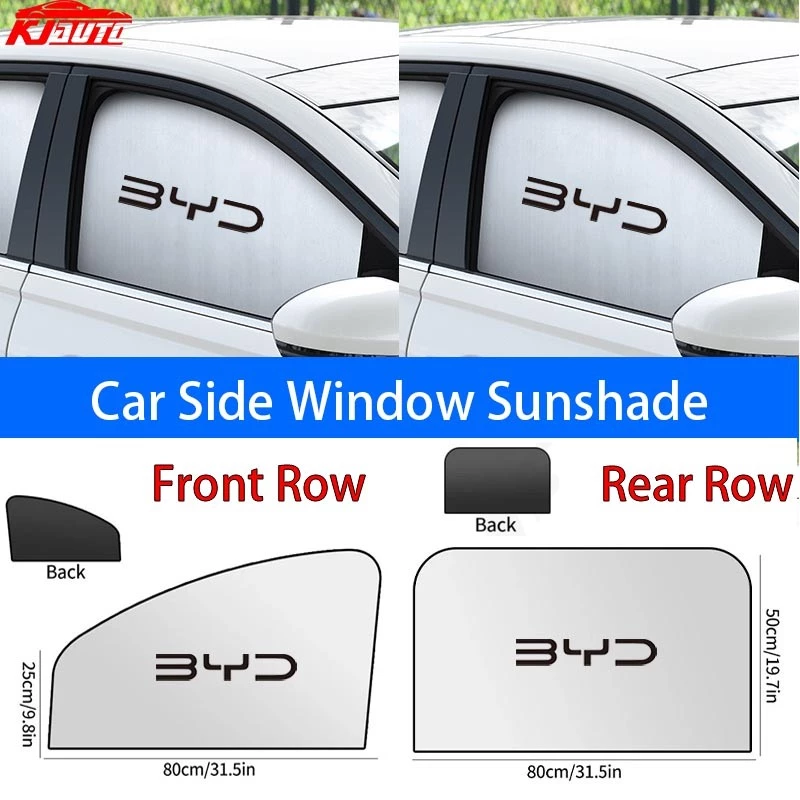BYD รถหน้าต่างด้านข้าง Sun Shade แม่เหล็ก UV Protection ผ้าม่าน Sun Shield ฝาครอบสองด้านกระจกรถยนต์บังแดดสําหรับ BYD Atto 3 Dolphin E6 Tang ซีล M6 E5 เพลง G5