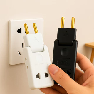ตัวแปลงปลั๊กไฟ 4 ทาง ปลั๊กพกพา 180 องศา EU Socket ขนาดเล็ก ใช้เดินทางสะดวกทุกที่