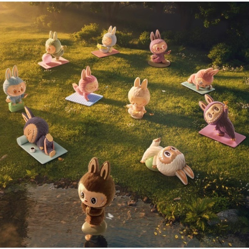 POPMART LABUBU Lazy Yoga Series Mystery Box ของเล่นฟิกเกอร์น่ารัก
