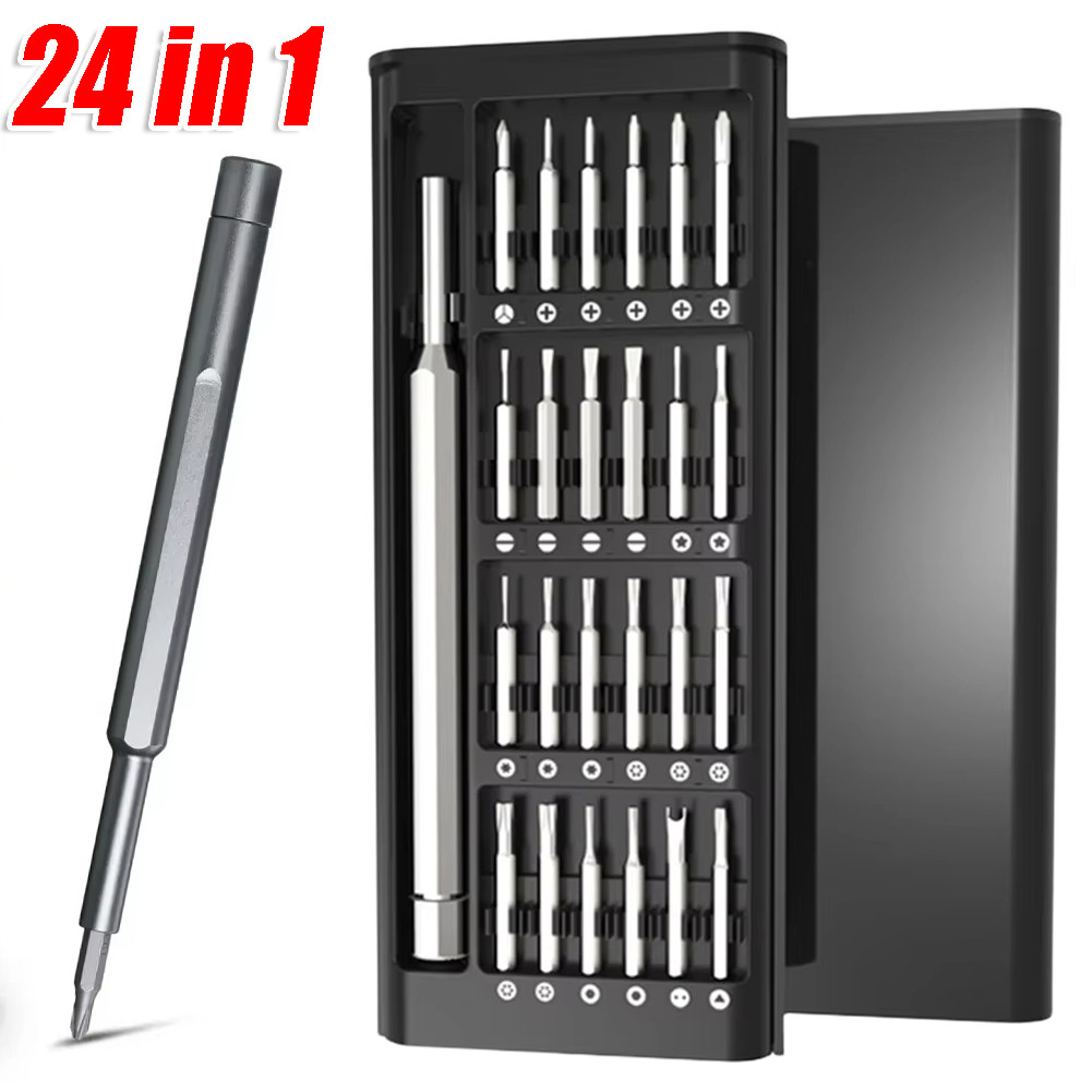 ชุดซ่อม 24-In-1 - ชุดไขควงความแม่นยําแม่เหล็กระดับมืออาชีพพร้อมดอกสว่าน Torx & Hex เหมาะสําหรับโทรศัพท์ พีซี และอิเล็กทรอนิกส์ เครื่องมือ DIY คุณภาพสูง