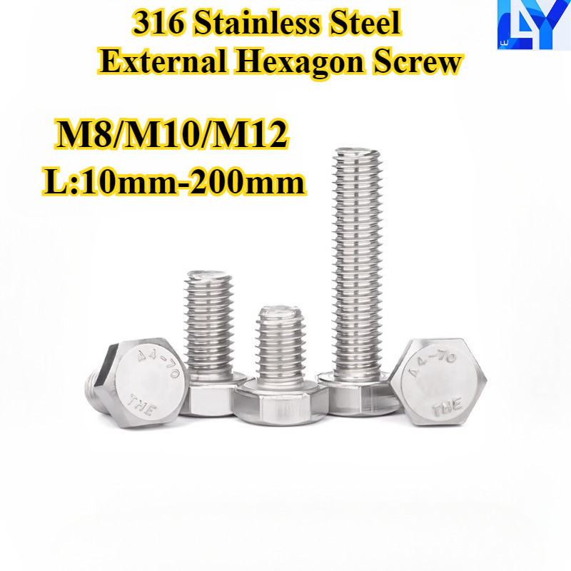 [LY-WLJLS] 316 สแตนเลส, สกรูหกเหลี่ยมภายนอก, M8/M10/M12, สลักเกลียวหกเหลี่ยมภายนอก, ความยาว 10 มม.-2