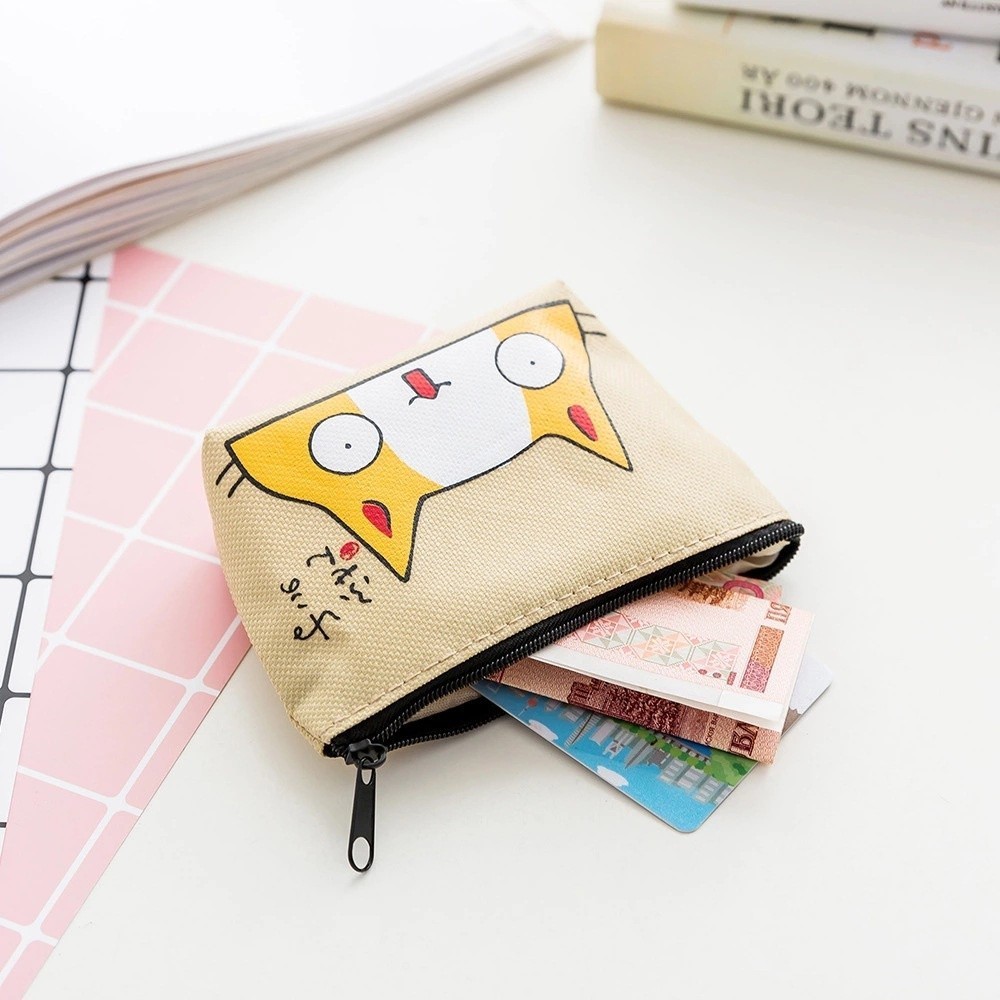 กระเป๋าใส่เหรียญผู้หญิง Cat Motif Pouch Mini Lovely Cat Coin Purse in.the.line 750