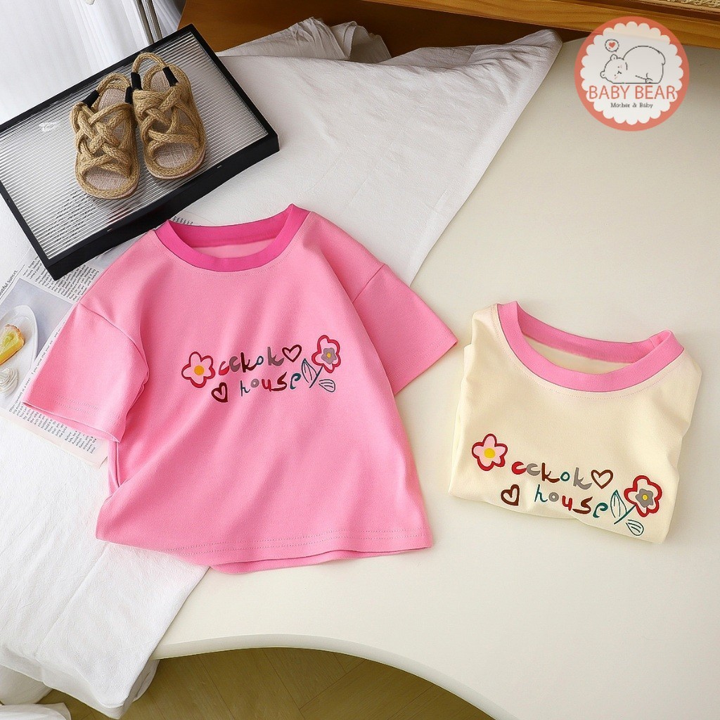 ใหม่ เสื้อยืดเด็ก เสื้อผ้าแฟชั่นเด็ก ลายดอกไม้น่ารักๆ รูปที่ 2
