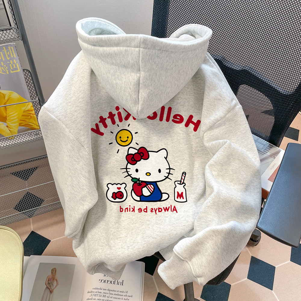 เสื้อฮู้ดแขนยาวอินเทรนเกาหลีสำหรับผู้หญิง ลาย Hello Kitty น่ารัก สไตล์ฤดูหนาว