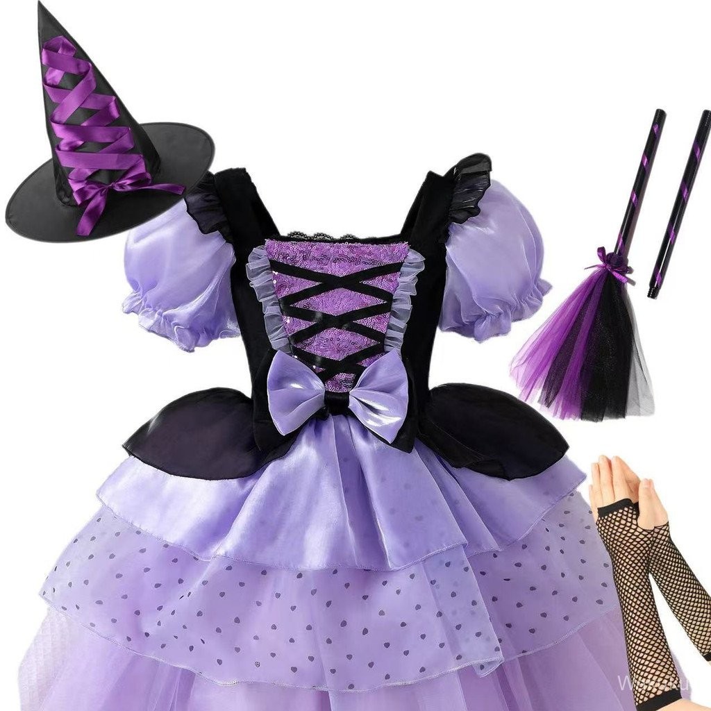 ชุดlolita สไตล์เจ้าหญิงสีม่วงสำหรับเด็ก ออกแบบมาสำหรับฤดูร้อน และเทศกาลHALLOWEEN