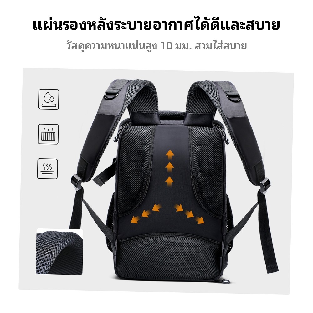 K&F CONCEPT กระเป๋าเป้สะพายหลังถ่ายภาพ Function กันน้ำ ซิปข้าง ช่องแล็ปท็อป Large Capacity Backpack