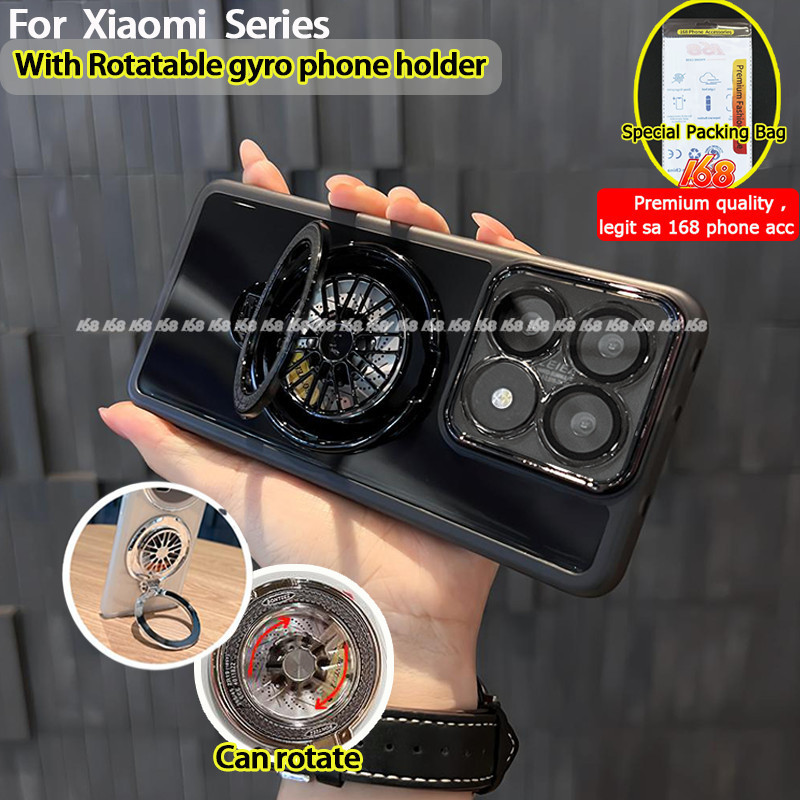 For เคส Xiaomi 14T Pro เคส Xiaomi 14T เคสกันกระแทกแบบใสพร้อมฝาครอบเลนส์กล้อง Stressrelief Gyro ที่วางโทรศัพท์แบบหมุนได้ขาตั้งฝาครอบโทรศัพท์โปร่งใสนุ่ม