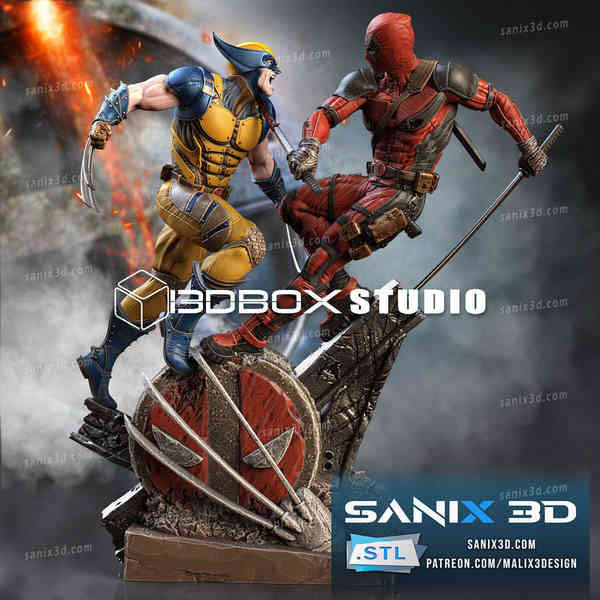 deadpool figure แก้ว deadpool Immortal Friends - Deadpool และ Wolverine Figure White Mold 1/8 Scale 