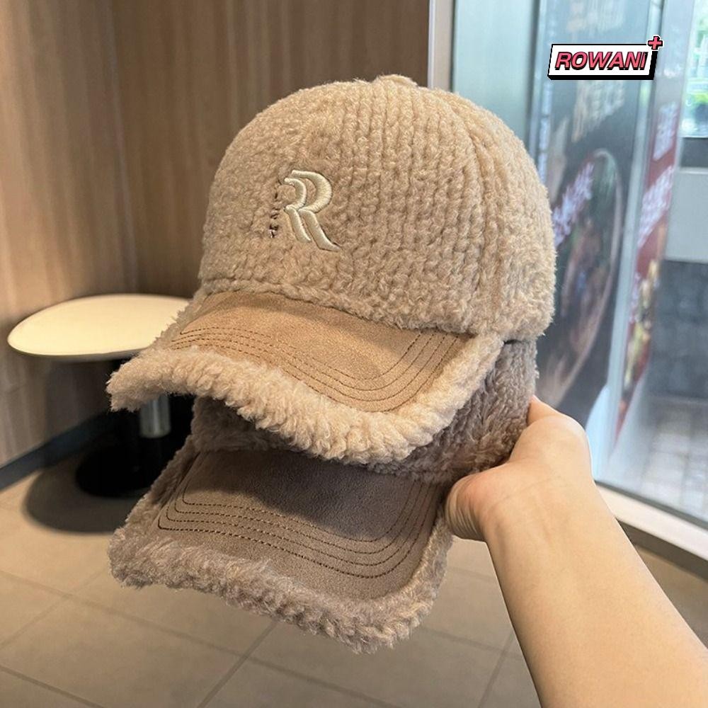ROWAN1 หมวกเบสบอล, Keep Warm Lamb Wool หมวกผู้หญิง