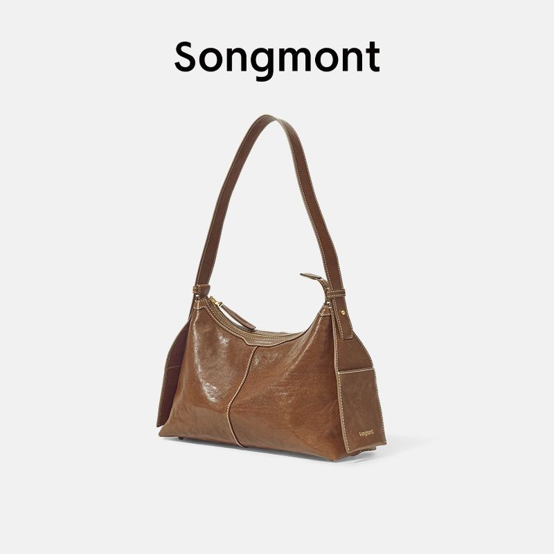 Songmont Underarm Bag กระเป๋า Hobo หนังแท้ผักฟอกหนังวัวขนาดใหญ่ความจุไหล่เดียวข้าม