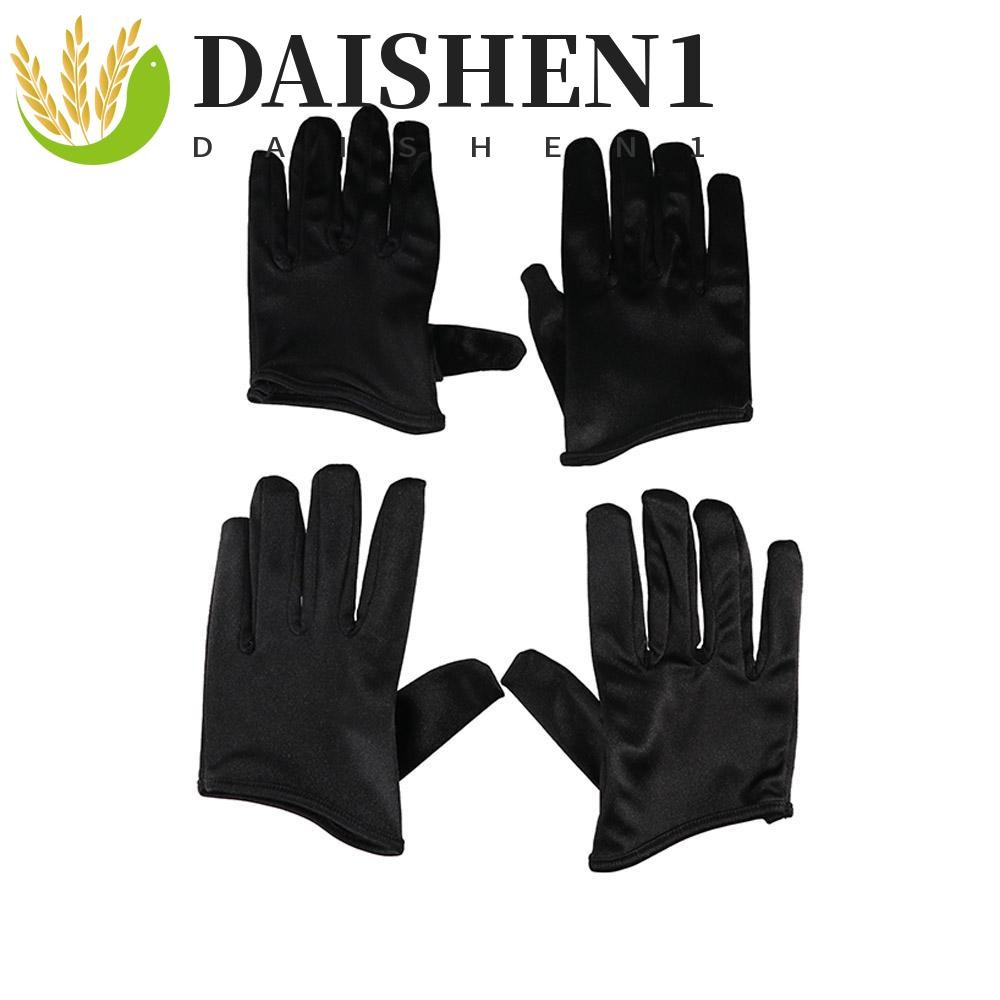 Daishen1 ถุงมือครึ่งฝ่ามือ ถุงมือคอสเพลย์ ถุงมือเต้นรํา ผ้าซาติน สไตล์เกาหลี โกธิค สําหรับผู้ชาย