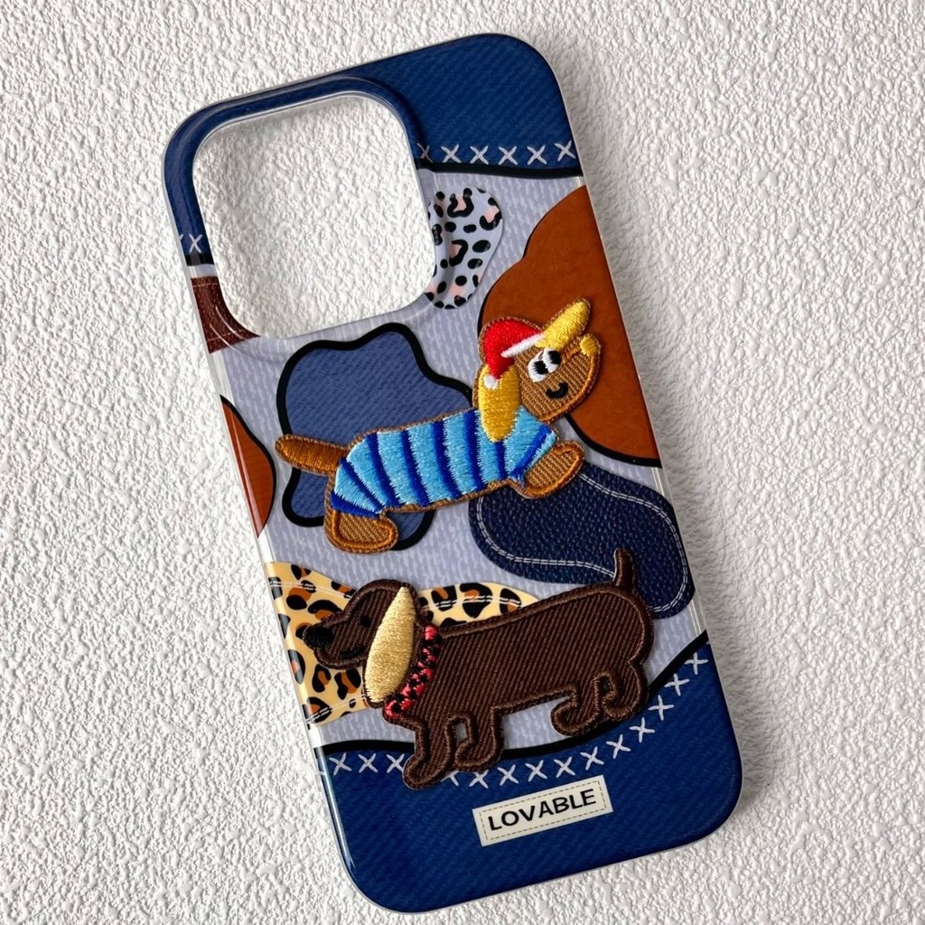 ปักสุนัข 15promax เคส iPhone 14 เหมาะสําหรับ iPhone13 ยางนุ่ม 12/78pXR/xsmax