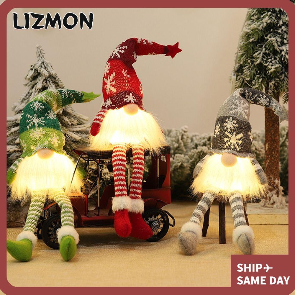 Lizmon ตกแต่งคริสต์มาส,นุ่มเรืองแสงคริสต์มาส Faceless ตุ๊กตา,ถักผ้า PP ผ้าฝ้ายสีเทาสีแดงสีเขียว Merry Christmas Navidad นาตาลของขวัญ