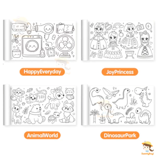 SWEETYBAYI diy 3 เมตร จิตรกรรม โปสเตอร์ระบายสียักษ์ เสริมทักษะ กระดาษระบายสีแผ่นใหญ่ การออกกำลังกายความรู้สึกสี ลวดลายน่