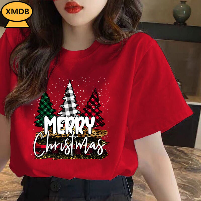 (พร้อมส่ง) เสื้อวันหยุดคริสต์มาส Happy New Year &Funny Christmas t shirt ผ้าฝ้ายแท้ คอลูกเรือ ยับยาก S-5XL#19