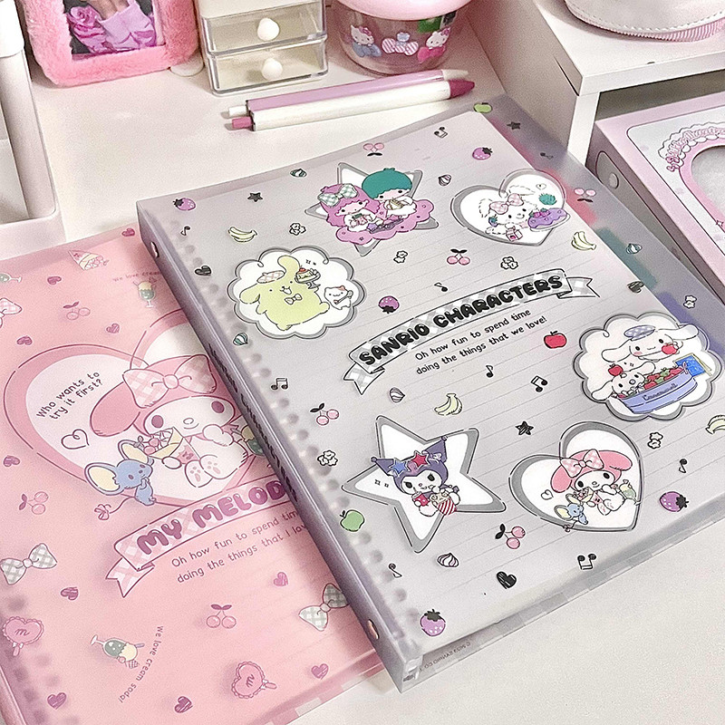 การ์ตูน Sanrio B5 สมุดโน๊ตแบบหลวมที่ถอดออกได้ความจุขนาดใหญ่เส้นแนวนอนหน้าด้านใน Notepad นักเรียนคู่มือไดอารี่
