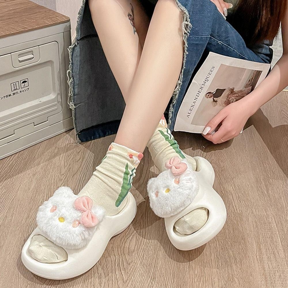MELODYGOODS1 รองเท้าแตะสไลด์, รองเท้าแตะ Flip Flops น่ารัก, Hot Kitty Slide Shower Funny Shower Shoes Women