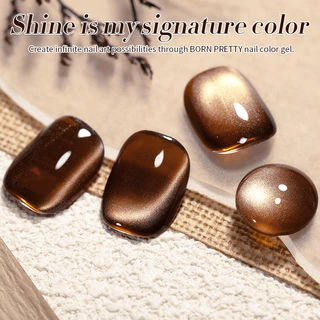 【Local】BORN PRETTY Maillard สีน้ําตาลน้ํา LIght แมวตาแม่เหล็กเล็บเจล Glitter Effect สะท้อนแสง UV เจลเล็บเคลือบเงา Salon Home DIY 10ml
