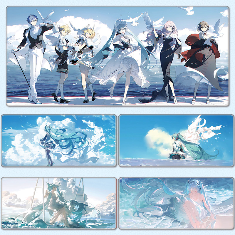 แผ่นรองเมาส์ Hatsune Miku แผ่นรองเมาส์เกมอนิเมะขนาดใหญ่ Meiko Kagamine แผ่นรองโต๊ะแป้นพิมพ์คอมพิวเตอ