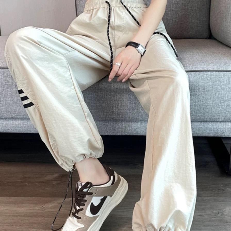 กางเกงขายาว B49 สีพื้นแต่งแถบคาดขา ใส่สบาย ปลายขาเชือกรูด ฟรีไซต์ ราคา ถูกที่สุด ดีลบีเคเค แกลเลอรีภาพที่ 8