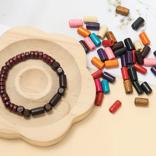 St. kunkka 100 ชิ้นลูกปัดไม้ลูกปัดสีสัน Log Spacer ลูกปัดสามารถใช้สําหรับ DIY สร้อยคอสร้อยข้อมือทํา