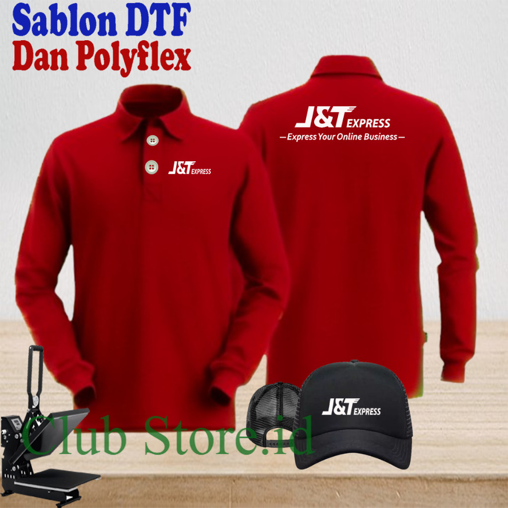Bonus Hat เสื้อโปโลสําหรับผู้ชายและผู้หญิง JNT Express เสื้อแขนยาวคอปก