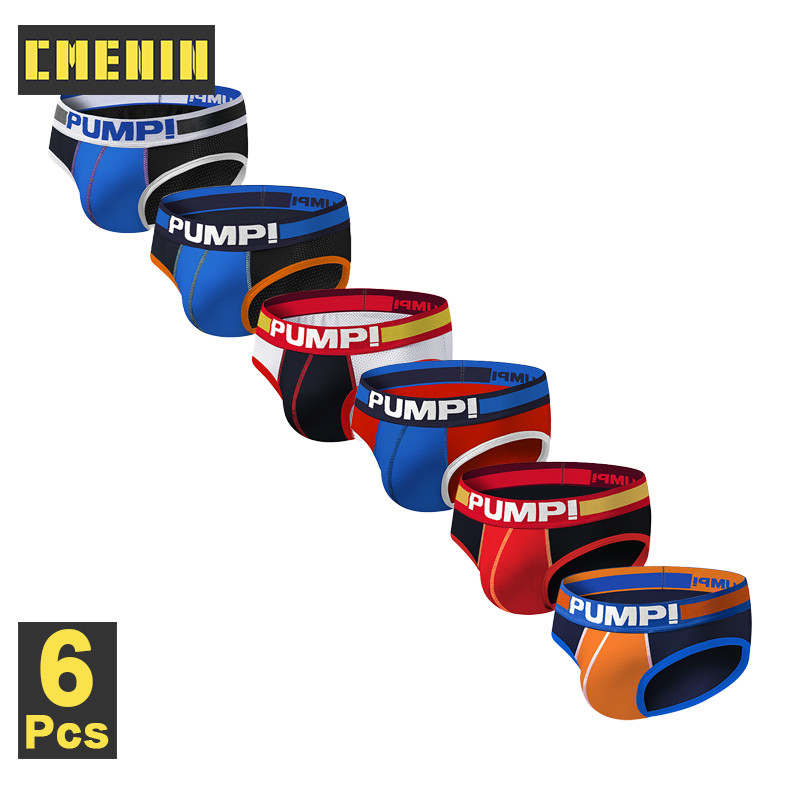 CMENIN PUMP 6 ชิ้นผ้าฝ้ายยอดนิยม Jockstrap ชุดชั้นใน Man Brief Breathable Slip เกย์เซ็กซี่กางเกงผู้ช