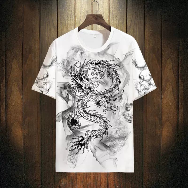 ใหม่ Casual Street Wear เสื้อยืดผู้ชายอินเทรนด์แห่งชาติพิมพ์แขนสั้นรูปแบบจีนแห้งเร็ว