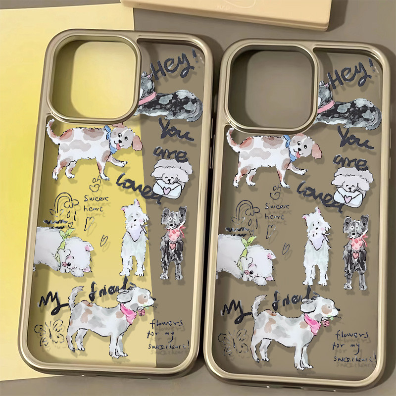 บุคลิกภาพ Graffiti Puppy รูปแบบเคสโทรศัพท์สําหรับ IPhone 16 15 14 13 12 11 Pro X XR XS MAX 7/8 Plus Se2020 ซิลิโคนอ่อนนุ่มกันกระแทกขั้นสูงกรณีทน