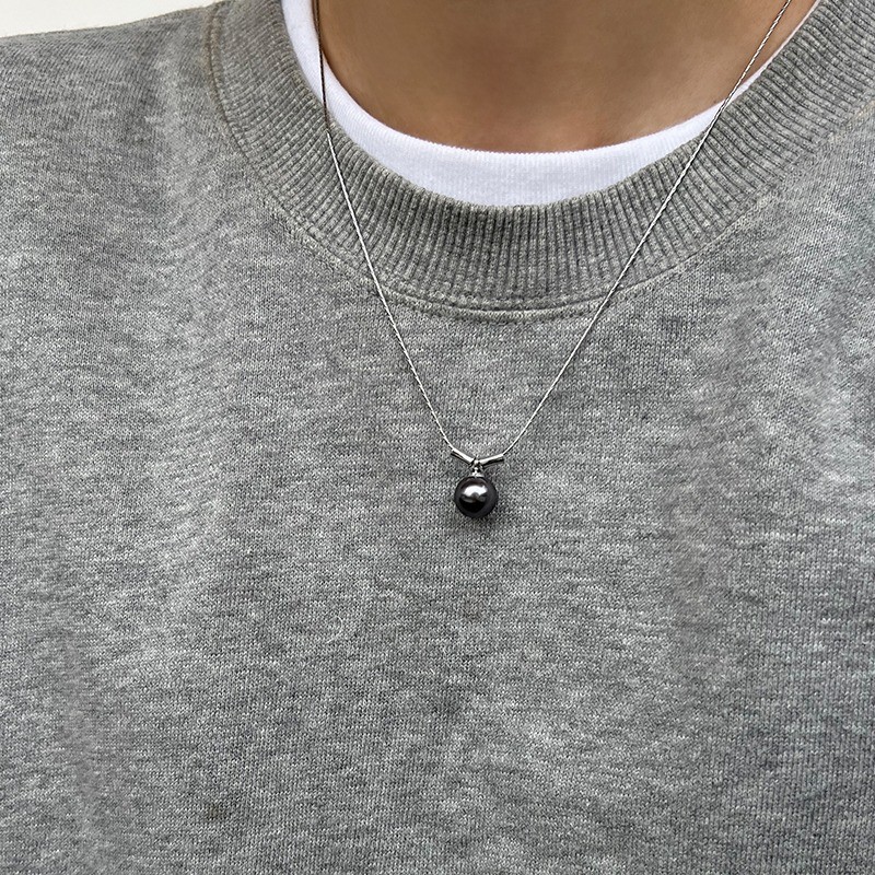 [SOVIEW] Tahitian Black Pearl Bamboo Snake Bone Chain Necklace Female Sweet Cool All-Match Necklace 