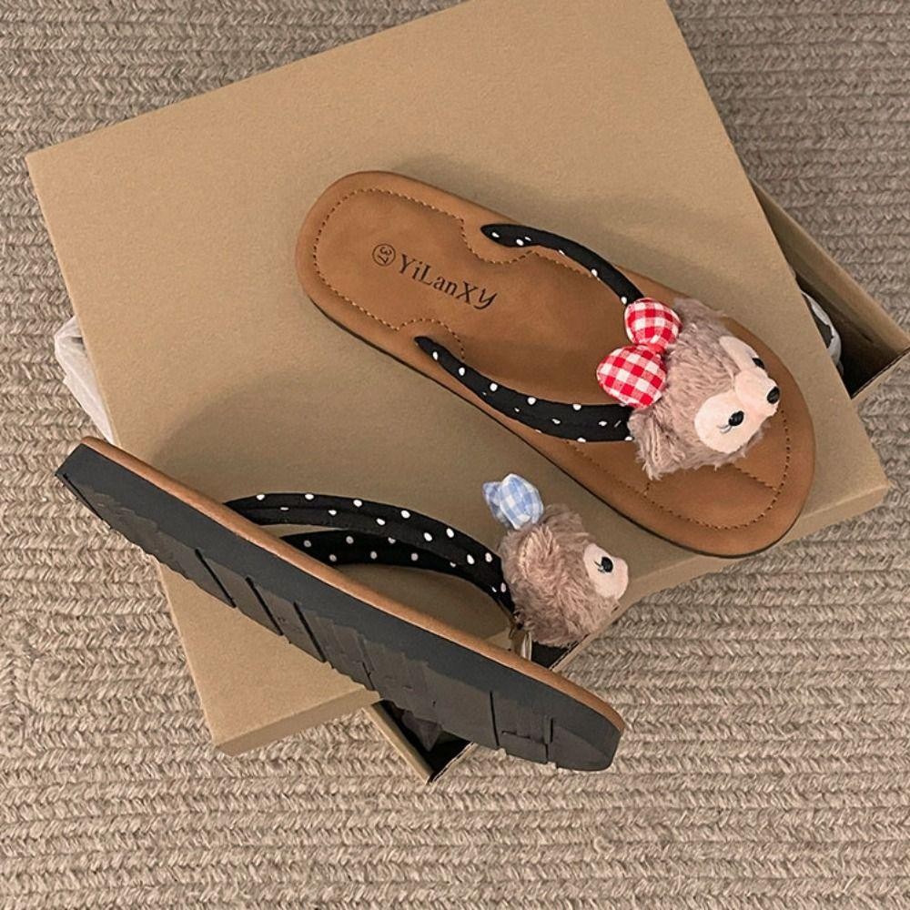 Tumzap Sherry May Flip Flops, Push Doll Anti Slip Beachwear Flip Flops,จุดด้านล่างนุ่มการ์ตูนคลิปนิ้วเท้ารองเท้าแตะผู้หญิงชายหาดวันหยุด