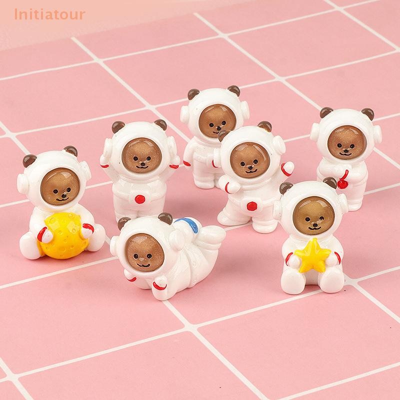 [Initiatour] 1pc เครื่องประดับทําแต่งเล็บ Hairwear DIY อุปกรณ์เสริมใหม่น่ารัก Mini เรซิ่นนักบินอวกาศหมีน้อย Series เครื่องประดับ
