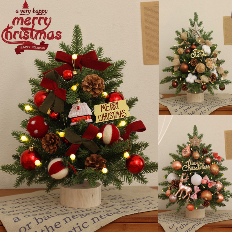 COD Christmas tree ต้นคริสต์มาสพร้อมไฟ ต้นคริสมาสต์ขนาดเล็ก ของตกแต่งคริสมาสต์ ต้นคริสต์มาส ตั้งโต๊ะ 45cm