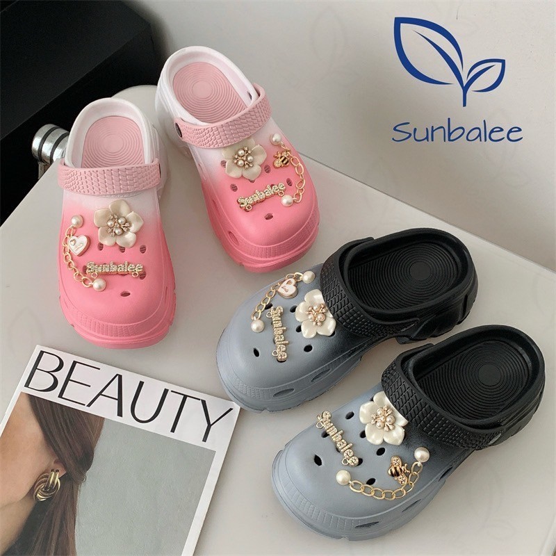 SUNBALEE 🦩 H509-2T รองเท้าหัวโต แบบสวม แถมตัวติด รองเท้าผู้หญิง สูง 7 CM. วัสดุ EVA สินค้าพร้อมส่ง
