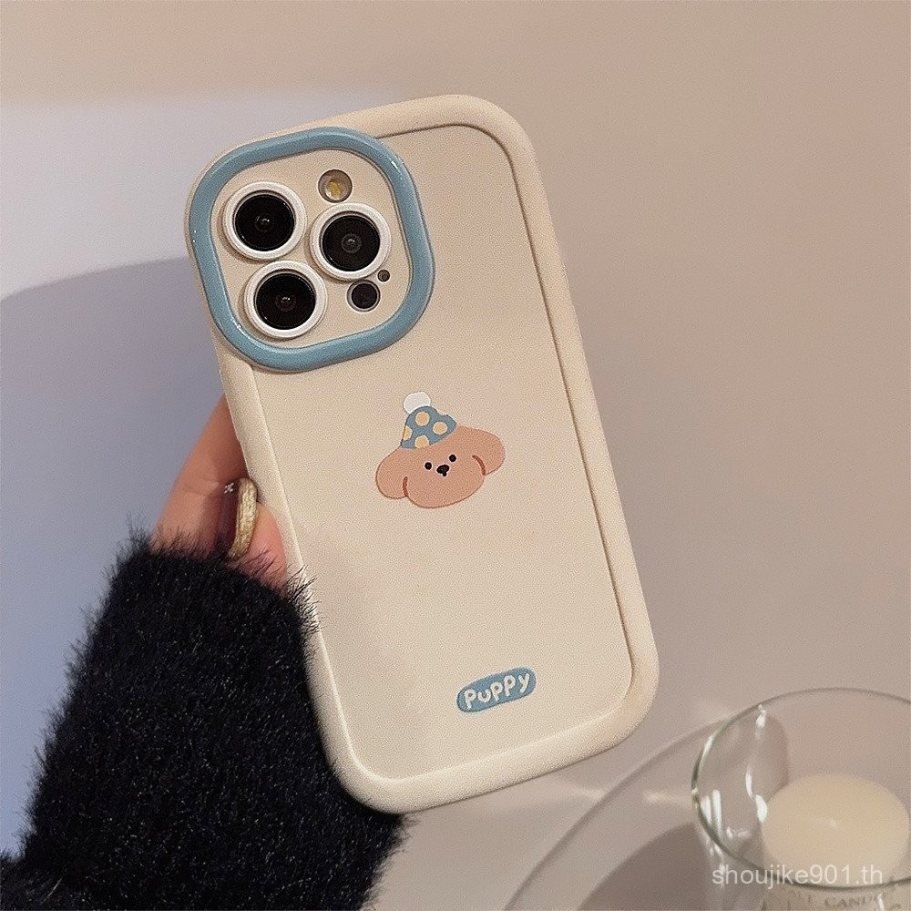 หมวกทรงสูงสำหรับลูกสุนัขเคสโทรศัพท์กันกระแทกเคสโทรศัพท์แบบกำหนดเองน่ารักสำหรับ iPhone 16, 11, 12, 13