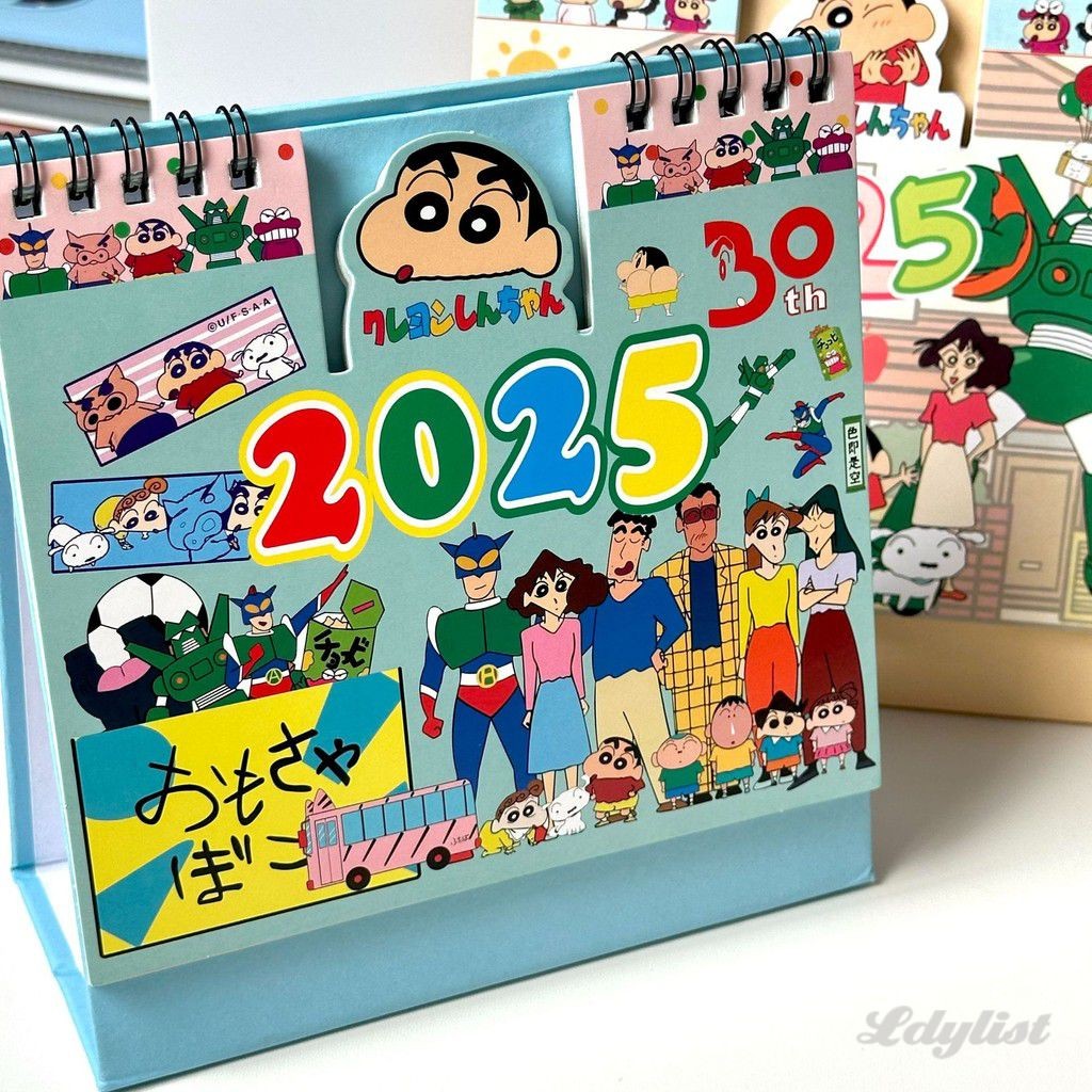 ღ ปฏิทิน Kawaii Crayon Shin Chan 2025 ปฏิทินรายเดือน ปฏิทินตั้งโต๊ะ แผนสร้างสรรค์ เรียบง่าย ของขวัญตกแต่งเดสก์ท็อป