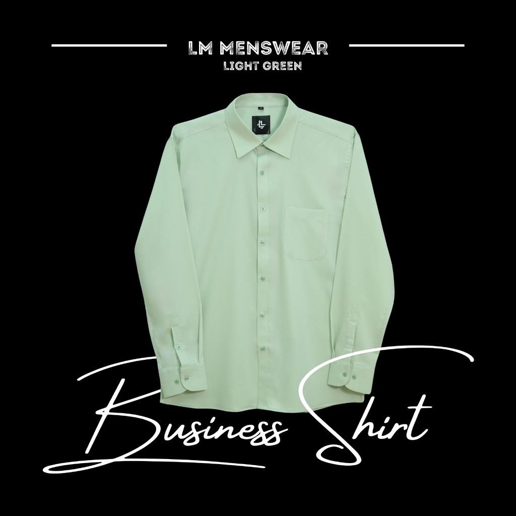 Business Shirt เสื้อเชิ้ต รุ่นบิสเนส โทนสีเขียว ปก Semi-Spread Collar ทางการ เหมาะสำหรับใส่เน็คไทด์