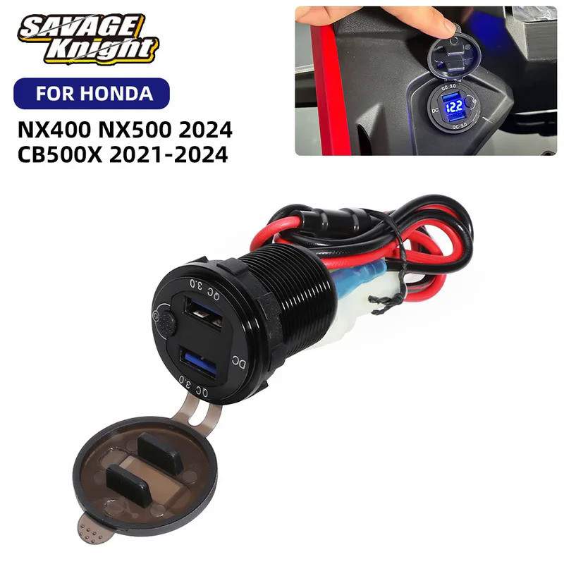 Mo  2024 For Honda NX400 NX500 3.0 Quick USB Charger Auxiliary Outlet Power Connector Plug Socket CB