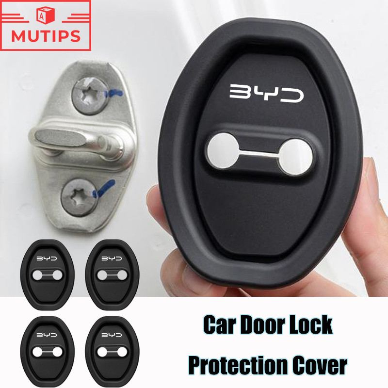 Byd ซิลิโคนรถประตูล็อฝาครอบป้องกัน กันน้ําเบาะโช้คอัพ ล็อคประตูเงียบ สําหรับ Atto 3 Tang Qin E3 E2 S1 Dolphin Han EV