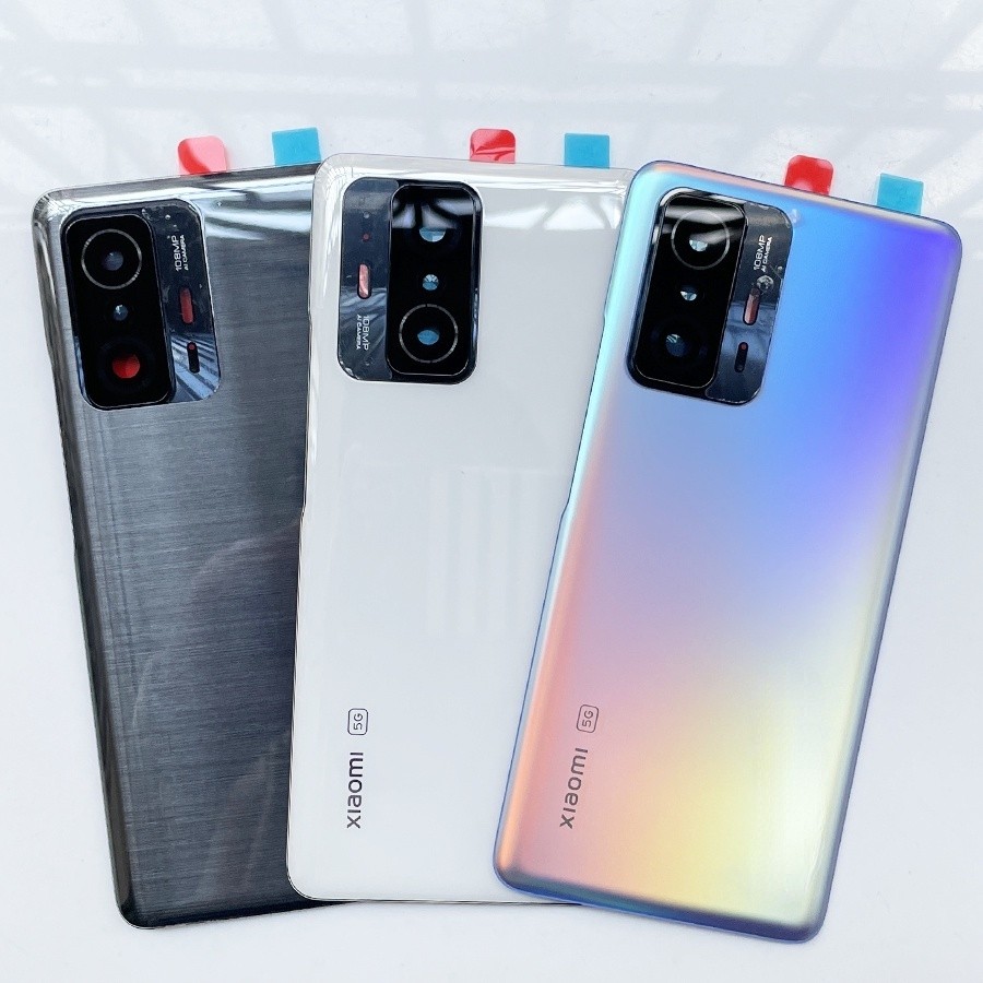 กระจกด้านหลังสําหรับ Xiaomi 11T 5G / 11T Pro 5G ฝาครอบแบตเตอรี่ประตูด้านหลังด้านหลังกรณีอะไหล่ทดแทน + เลนส์กล้อง