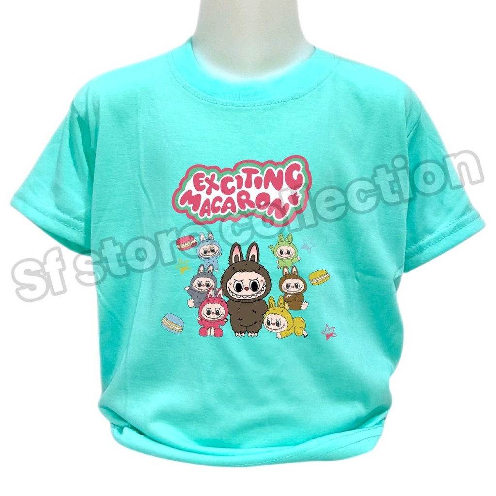 Labubu Exiting Macaron เสื้อยืดเด็กชายและเด็กหญิง - แฟชั่น