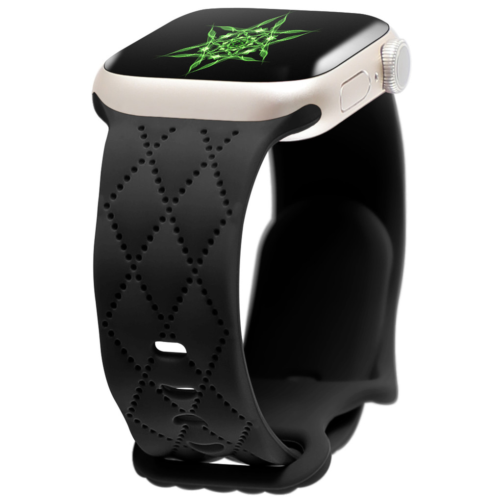 สายรัดหัวเข็มขัดซิลิโคนลายดอก Hermes สำหรับ Apple Watch s9iwatch10 S8/ultral46 mm
