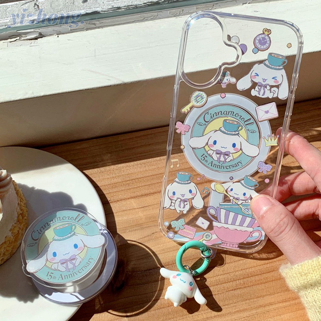 สําหรับ ไอโฟน 16 มือโปร สูงสุด 15 บวก 14 11น 13 12แม่เหล็กไร้สายชาร์จยืนผู้ถือการ์ตูน ซินนามอนโรล สุนัขแบบอะคริลิ ทีพียู กรณีป้องกันกับจี้กันกระแทกปก
