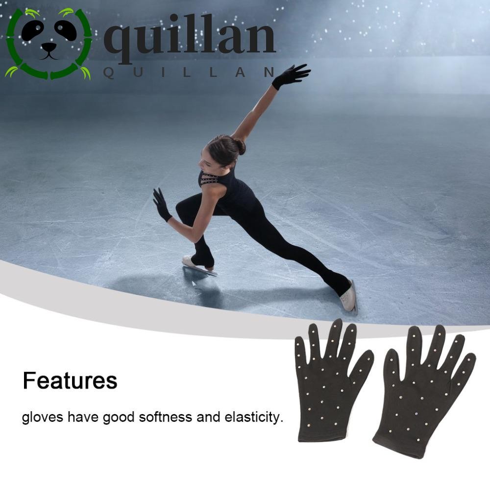 Quillan Shiny Figure สเก็ตถุงมือข้อมือ,เงาBreathable Ice Skating Training Gloves,Windproof Crystal Gloves Elegance Mittens Average Size Figure สเก็ตข้อมือถุงมือขี่จักรยาน